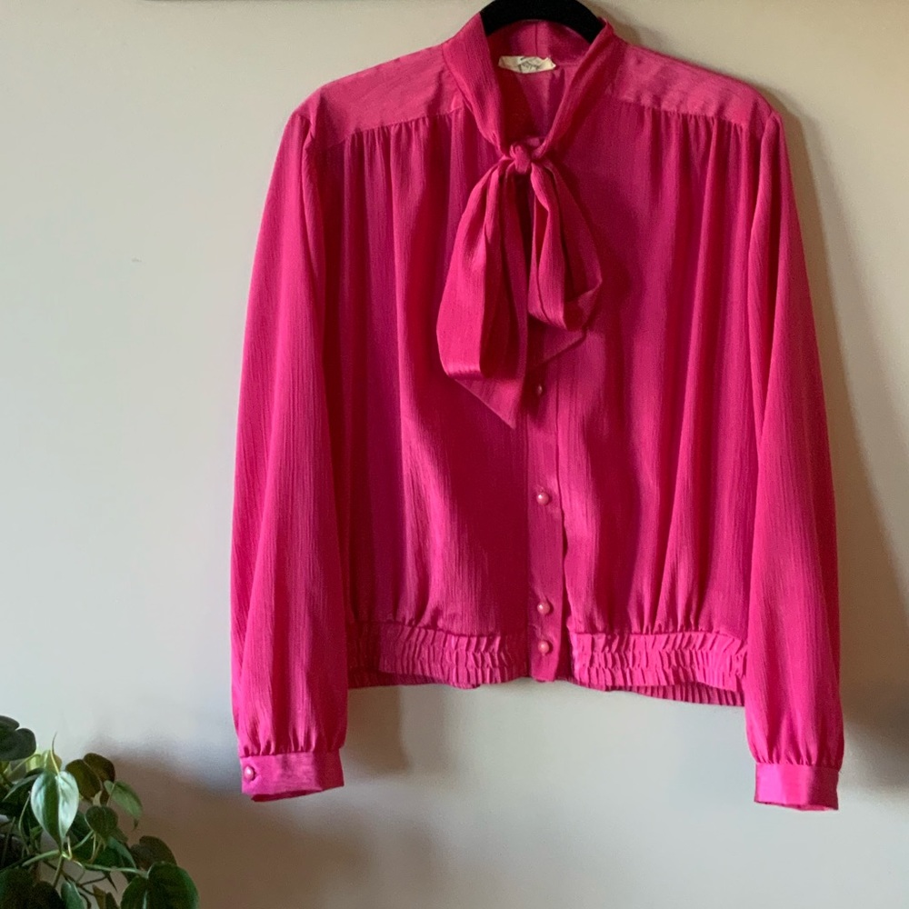 Pink Lavallière Bow Blouse